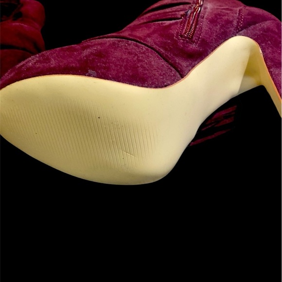 Suede Ankle Boots S7, Burgundy with fringe and metal details. Never worn! - Picture 4 of 8